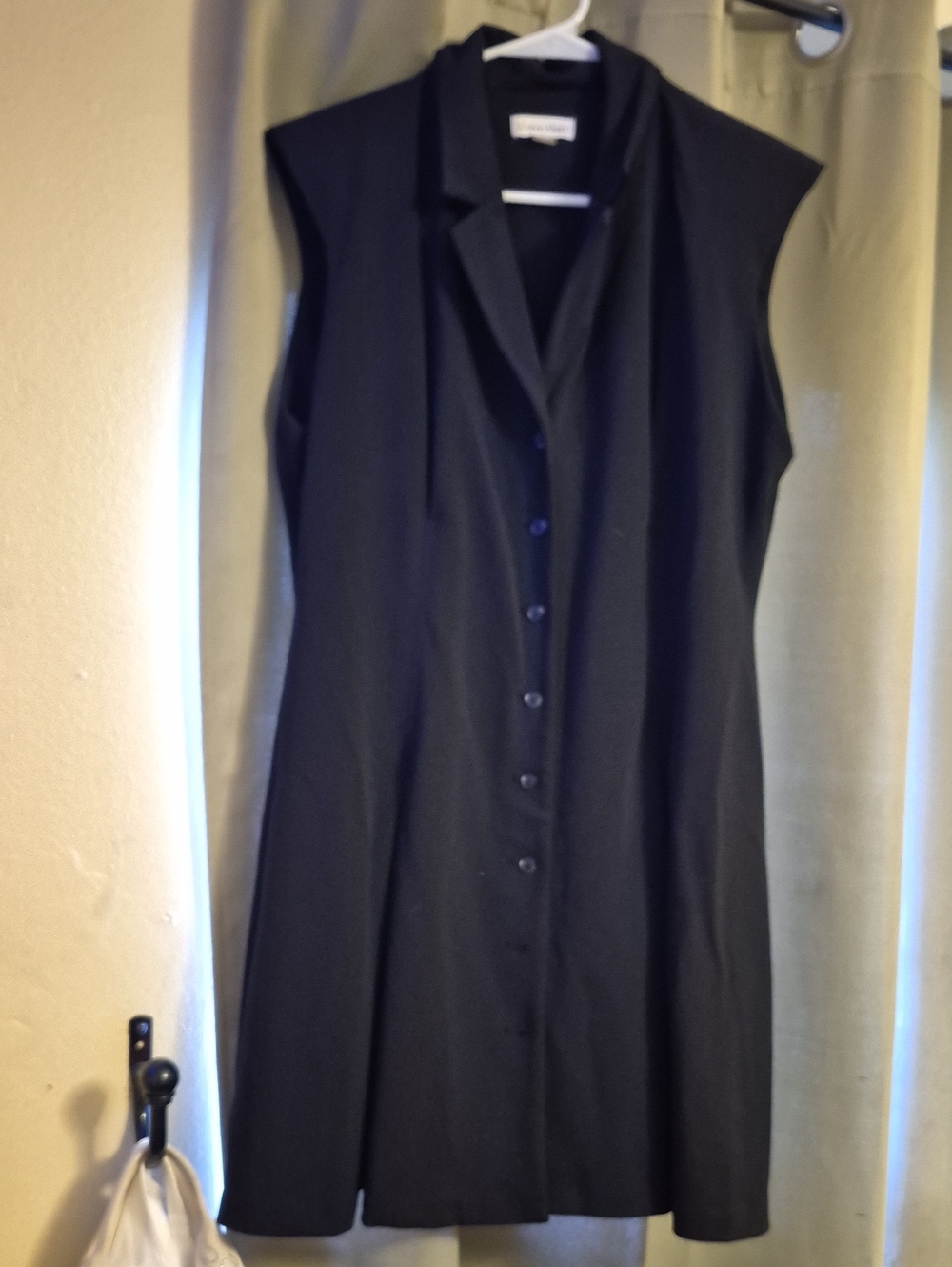 Calvin Klein Black Sleeveless Button-Front Shift Dress